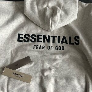 Essentials Fear of God White/Light Gray Hoodie